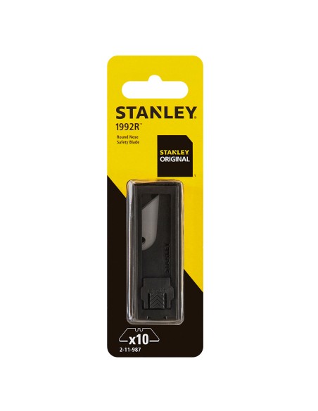Blister 10 hojas trapezoidales 62 mm punta redondeada para cúter 2-11-987 stanley 84474