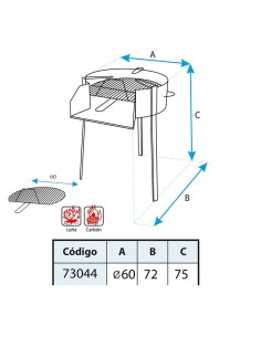 Barbacoa redonda con soporte para paella ø60cm imex el zorro 2