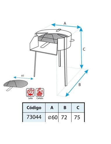 Barbacoa redonda con soporte para paella ø60cm...