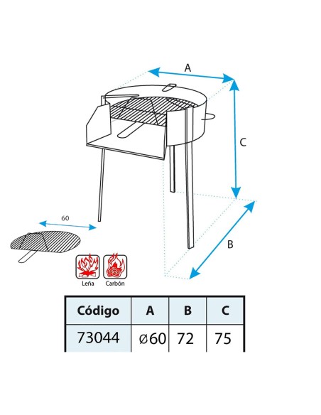 Barbacoa redonda con soporte para paella ø60cm imex el zorro