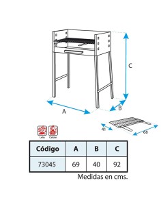Barbacoa con parrilla zincada 69x40x92cm imex el zorro 2