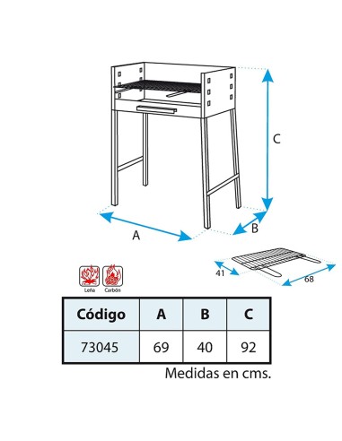 Barbacoa con parrilla zincada 69x40x92cm imex...