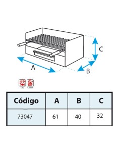 Cajón con parrilla inoxidable 61x40x32cm imex el zorro 2
