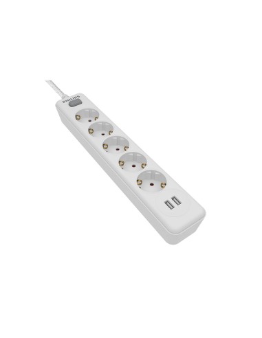 Prolongador con 5 tomas + 2 puertos usb de 2,4 a .