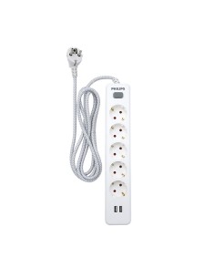 Prolongador con 5 tomas + 2 puertos usb de 2,4 a . 2