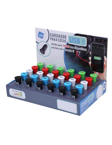 Cargador usb para coche colores surtidos nk