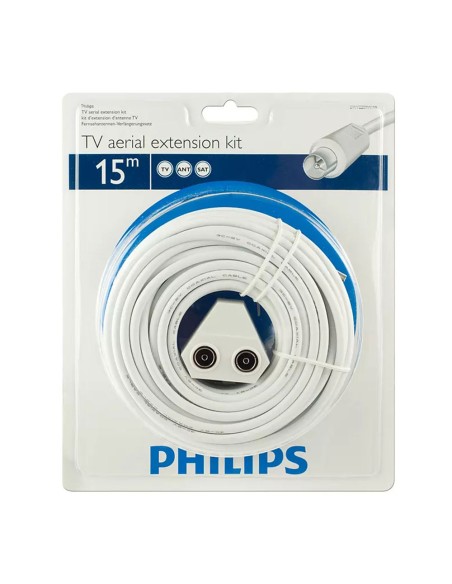 Cable de antena tv coaxial tipo pal 15m swv2209w/10 philips