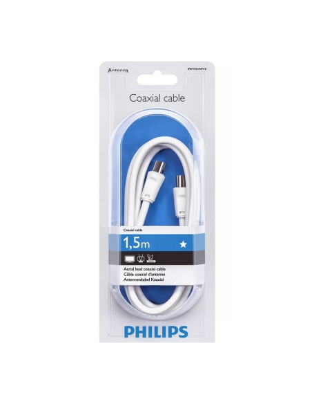 Cable de antena tv coaxial tipo pal 1,5m swv2516w/10 philips