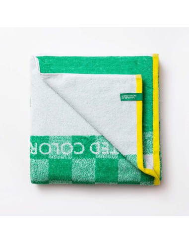 Toalla de playa 140x70cm cuadros verdes kids...