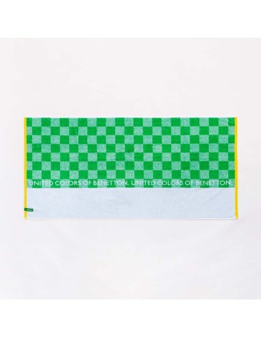 Toalla de playa 140x70cm cuadros verdes kids...
