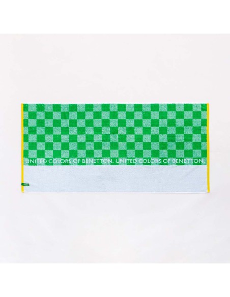 Toalla de playa 140x70cm cuadros verdes kids benetton