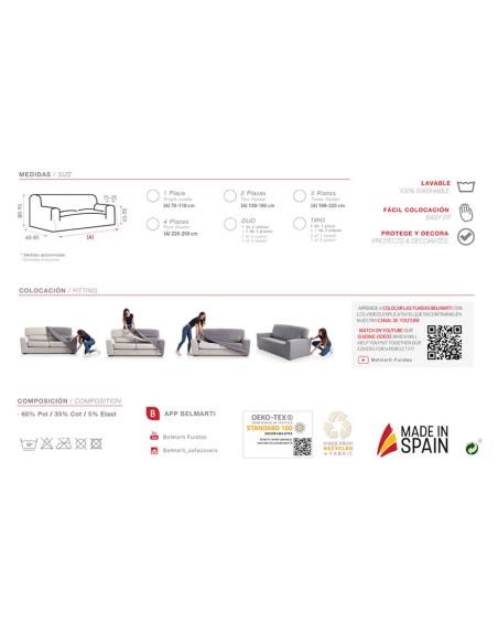Funda teide marfil elástica para sofa 1 plaza belmarti