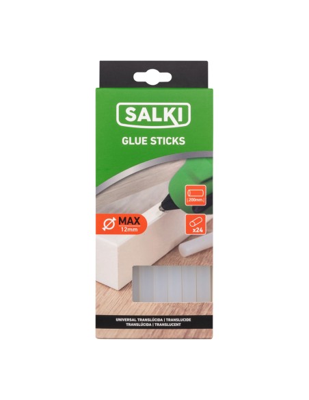Barras de cola para uso universal ø12x200mm translúcida 20430307 blister 24 unid. salki