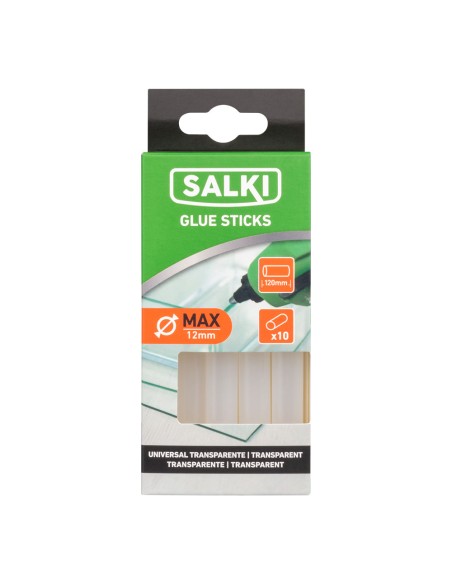 Barras de cola para uso universal ø12x120mm transparente 20430356 blister 10 unid. salki