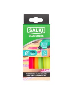 Barras de cola decoración y hobby ø8x120mm flúor mix colores 20430106 blister 20 unid. salki 2