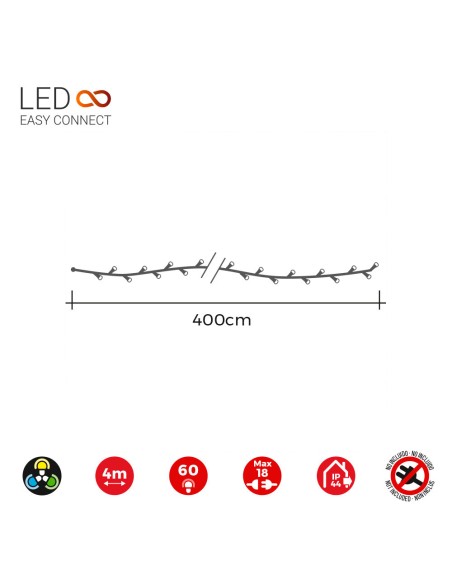 Guirnalda easy-connect 4m 60 leds multicolor 30v (ip44 interior-exterior) total 1.08w