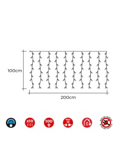 Cortina easy-connect 2x1m 10 tiras 100 leds azul 30v (interior-exterior) total 1,8w 2
