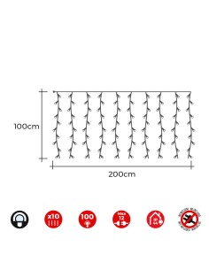 Cortina easy-connect 2x1m 10 tiras 100 leds blanco frio 30v (interior-exterior) total 1,8w 2