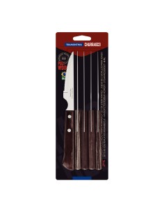 Juego de cuchillos de asado 6 piezas polywood castaño 10,16cm tramontina 2