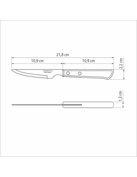 Juego de cuchillos de asado 6 piezas polywood castaño 10,16cm tramontina