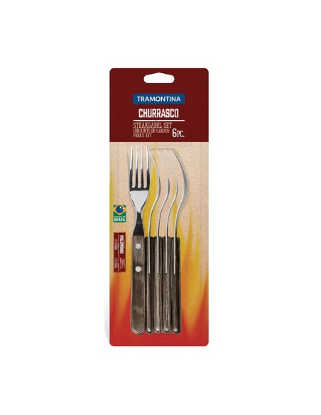 Juego de tenedores jumbo de mesa 6 piezas polywood castaño 20,5cm tramontina