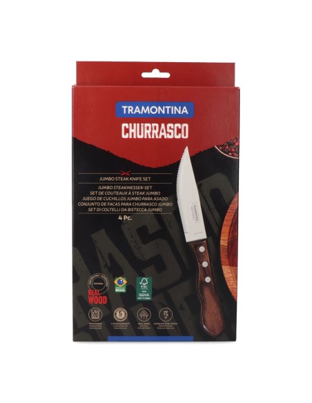 Juego de cuchillos jumbo 4 piezas polywood castaño 12,7cm tramontina