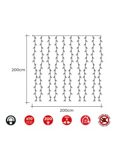 Cortina led easy-connect, blanco frío, interior-exterior 2x2m 2