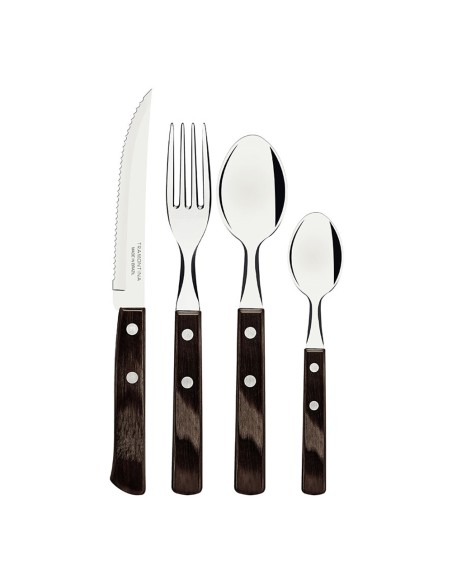 Cubertería 24 piezas polywood castaño tramontina