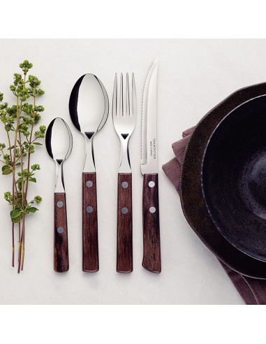 Cubertería 24 piezas polywood castaño tramontina