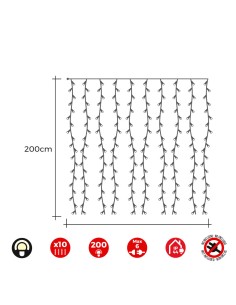 Cortina led easy-connect, blanco cálido, interior-exterior 2m 2