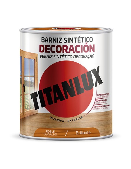 Barniz sintético decoración roble brillante 750ml titanlux m10100234
