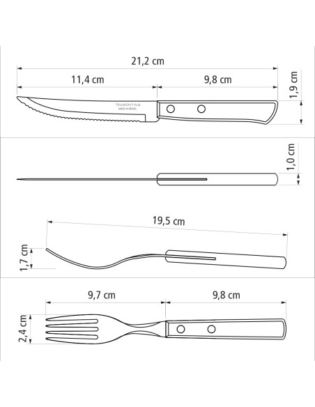 Juego para asado 12 piezas fsc polywood castaño tramontina