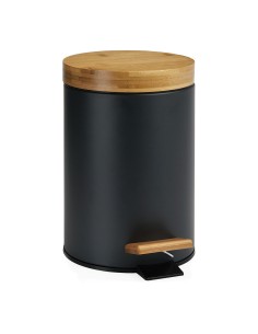 Papelera pedal negra-bambu 3 l