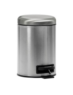 Papelera pedal metal plateada 3 l