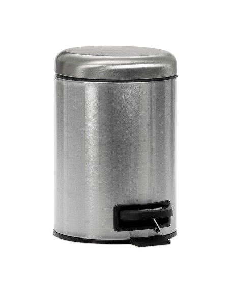 Papelera pedal metal plateada 3 l