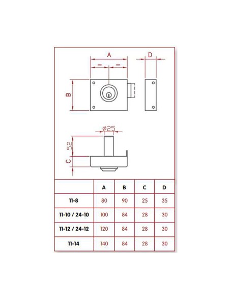 Cerradura de sobreponer solo llave. izquierda jis 11-10i jis