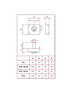 Cerradura de sobreponer solo llave. derecha jis 11-12d jis 2