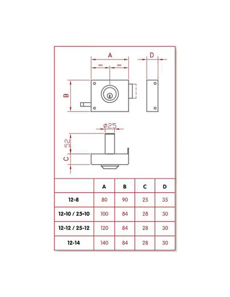 Cerradura de sobreponer golpe y llave. izquierda jis 12-10i jis