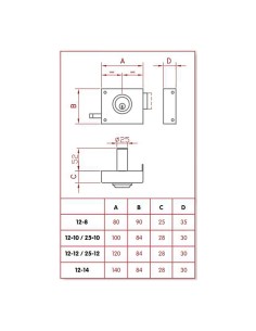Cerradura de sobreponer golpe y llave. derecha jis 12-12d jis 2