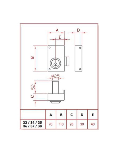 Cerradura de sobreponer golpe y llave. derecha...