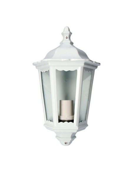 Aplique exterior milan de aluminio y cristal e27 100 w sin bombilla, color blanco, luz hacia arriba