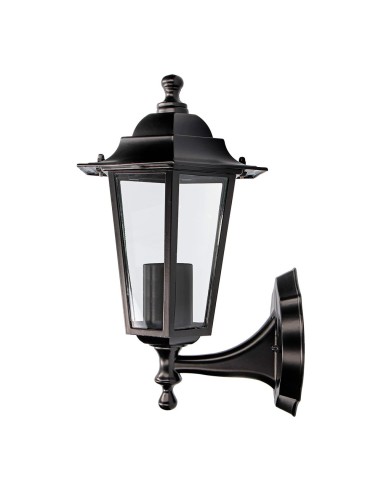 Aplique exterior zurich de aluminio y cristal e27 60 w sin bombilla, color negro, luz hacia arriba