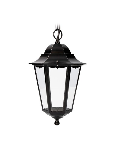 Aplique exterior marsella de aluminio y cristal e27 100 w sin bombilla, color negro, para techo