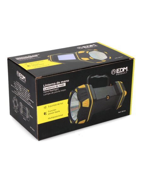 Linterna de mano led recargable 3 puntos de luz