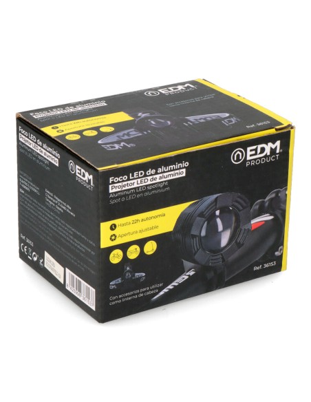 Foco led de aluminio recargable 180lm, 50lm, flash. función frontal / bicicleta