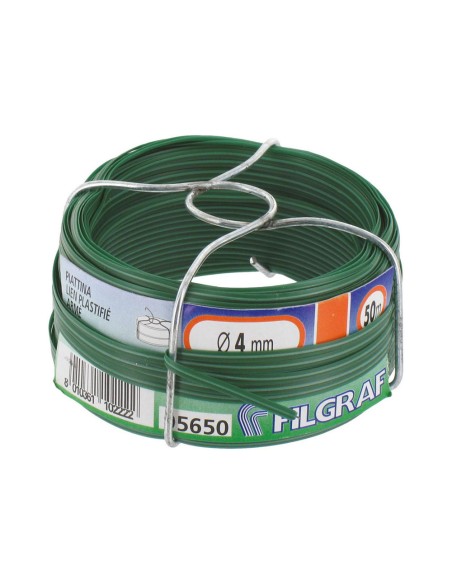 Alambre forrado verde, calibre 4 mm x 50 m