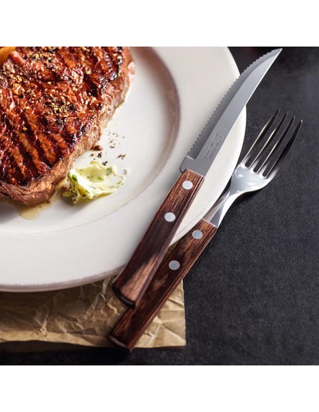 Caja expositora 60 cuchillos de asado polywood castaño tramontina