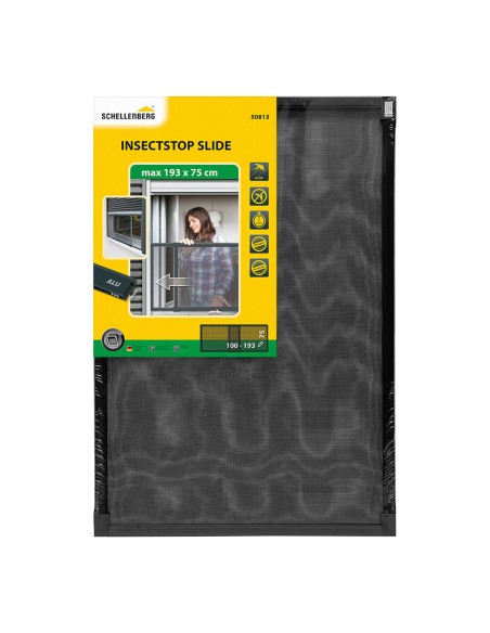 Mosquitera con marco fijo extensible aluminio antracita 75x100-193cm shellenberg