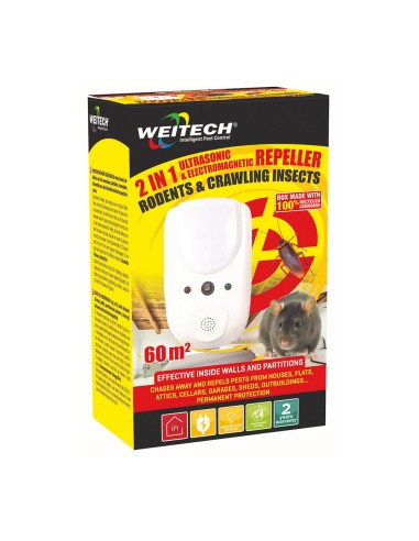 Repelente ultrasónico y electromagnético 2 en 1...