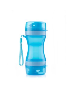Botella con depósito de agua y comida para mascotas 2 en 1